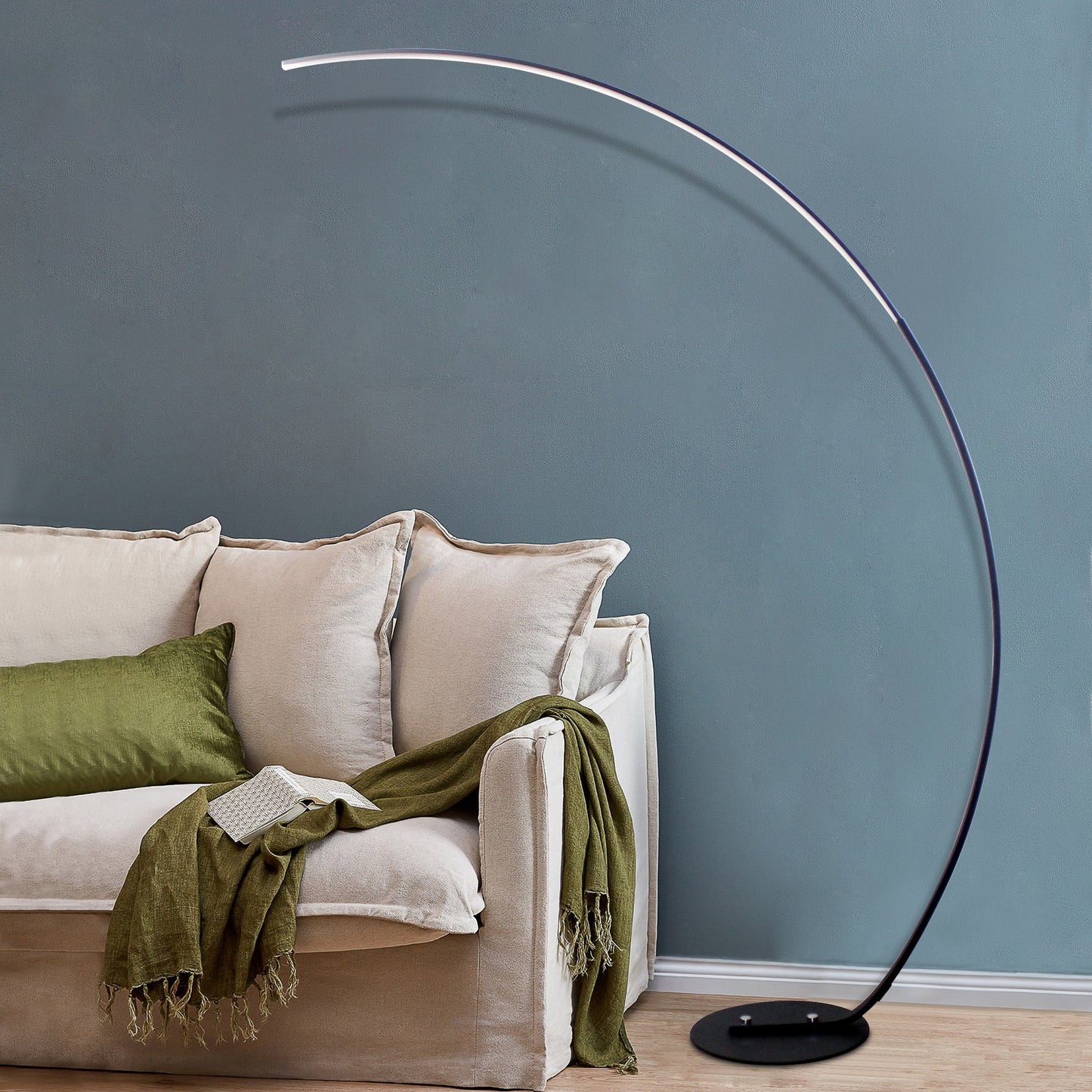 RGBW Modern Curve Floor Lamp – Dimmable LED with Remote Control