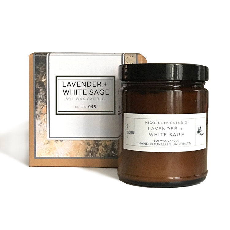 Lavender & White Sage Soy Wax Candle – Aromatherapy Smudge Candle