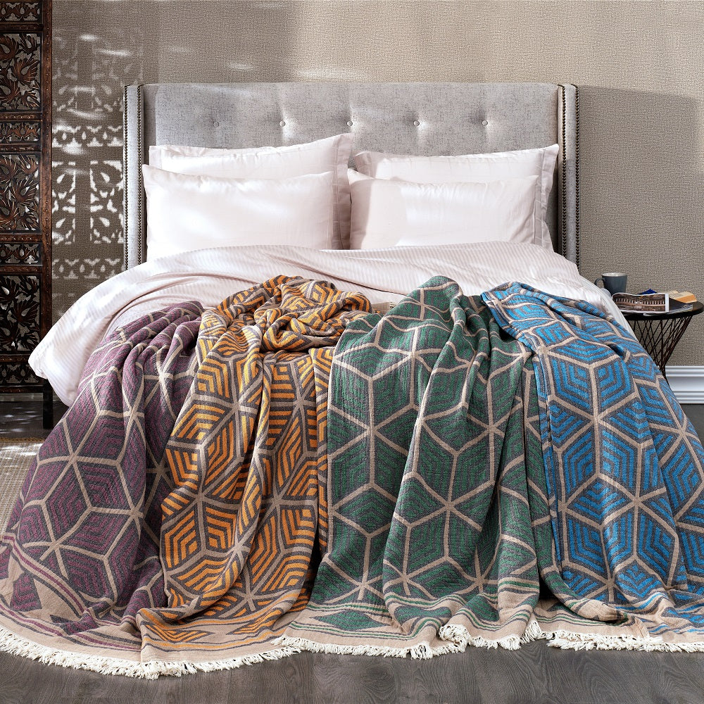 Ela Soft Jacquard Cotton Bedspread – Luxurious Turkish Coverlet & Throw