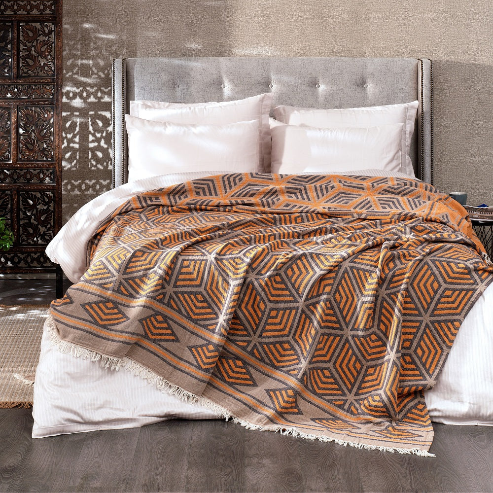 Ela Soft Jacquard Cotton Bedspread – Luxurious Turkish Coverlet & Throw